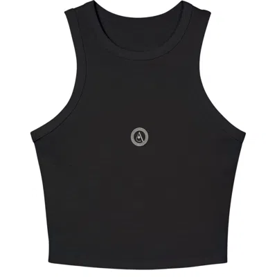 Akalia Tina Micro Rib Racer Tank Top In Black