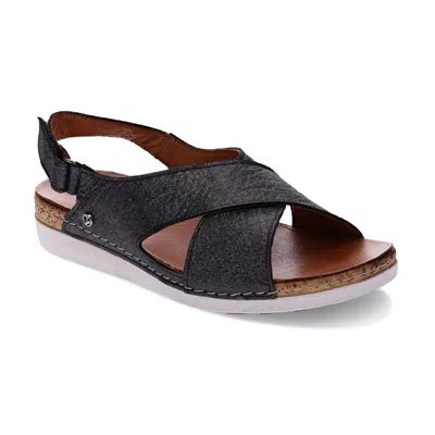 Revere Cottesloe Back Strap Sandal In Black Linen
