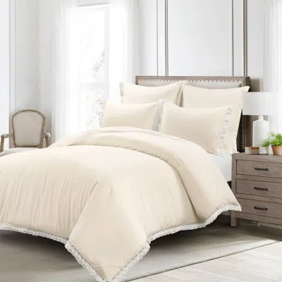 Hivvago French Country Ivory 5-piece Lightweight Comforter Set With Lace Trim
