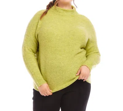 Karen Kane Plus Size Mock Neck Boucle Sweater In Moss In Green