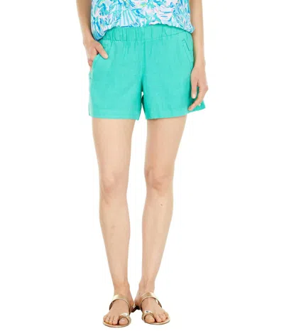 Lilly Pulitzer Lilo Linen Shorts In Gustavia Green In Green