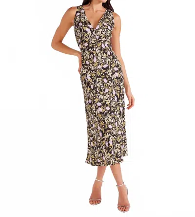Minkpink Nocturne Bias Cut Midi Dress In Lilac Floral In Multi