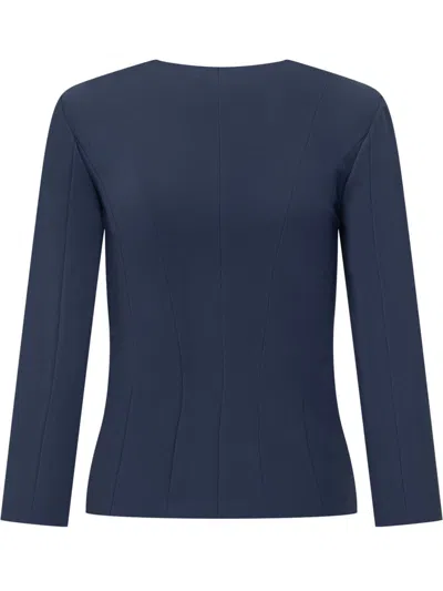 Elisabetta Franchi Lace-up Zip-front Jacket In Blue