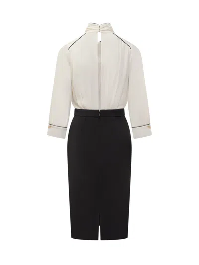 Elisabetta Franchi Viscose Blend Midi Dress With Detachable Skirt In Black
