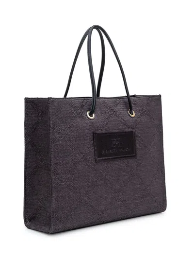 Elisabetta Franchi Large Tote In Jacquard Raffia