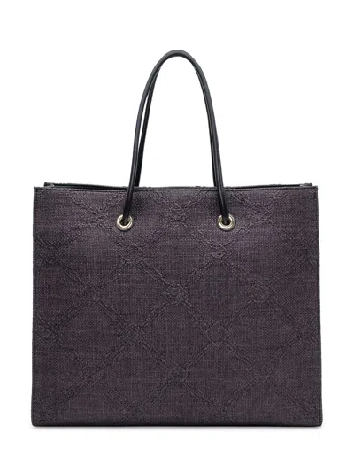 Elisabetta Franchi Large Tote In Jacquard Raffia