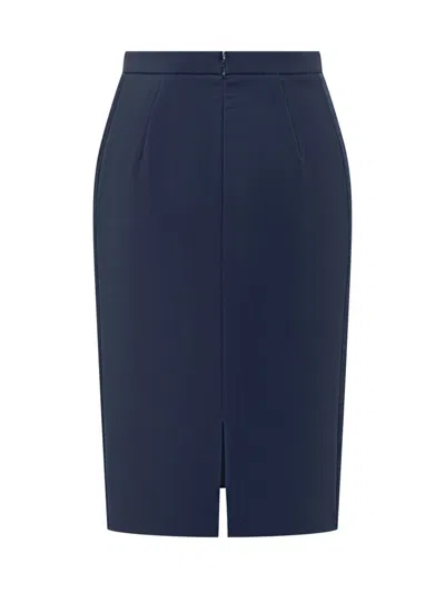 Elisabetta Franchi Logo-plaque Pencil Midi Skirt In Blue