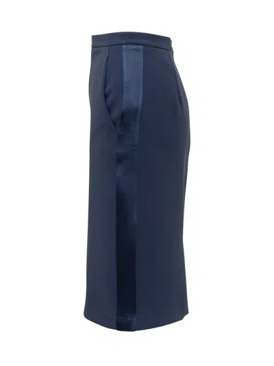 Elisabetta Franchi Logo-plaque Pencil Midi Skirt In Blue