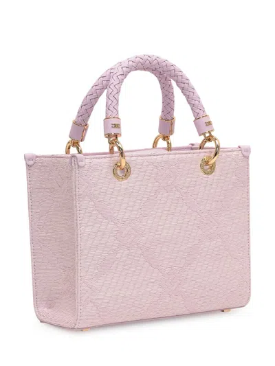 Elisabetta Franchi Tote Bag In Raffia And Fabric