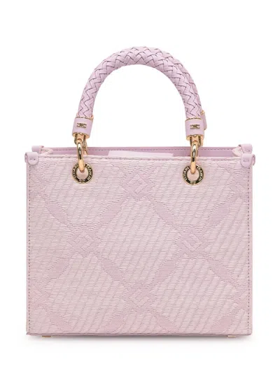 Elisabetta Franchi Tote Bag In Raffia And Fabric