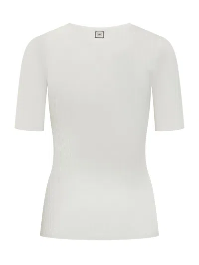 Elisabetta Franchi Fitted Top With Deep V-neckline In White