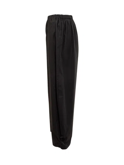 Pinko Relaxed Wide-leg Trousers With Elastic Waistband In Black