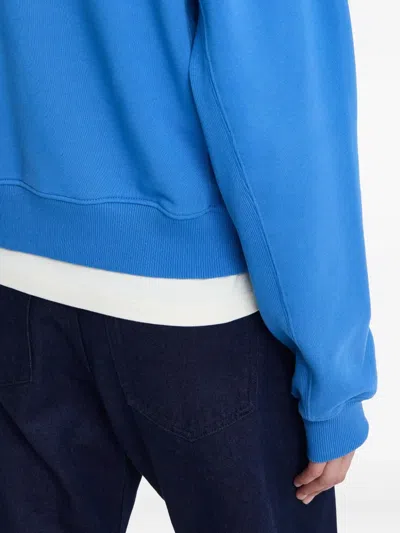 Jw Anderson Anchor Logo Embroidered Crop Hoodie In Blue