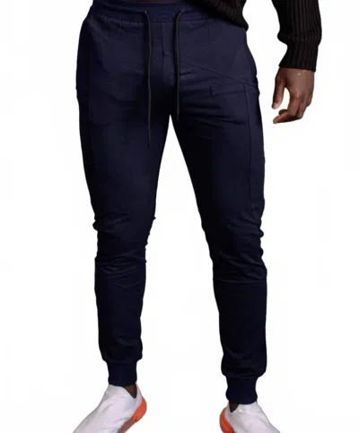 The Athletic Side Of Us Geo Cut Sweat Pants In Navy Blue