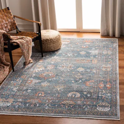 Safavieh Victoria Machine Made Area Rug, Blue / Ivory Traditional Style In Blue