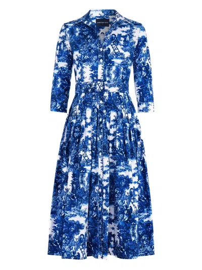 Samantha Sung Audrey Pleated Midi Dress In Blue