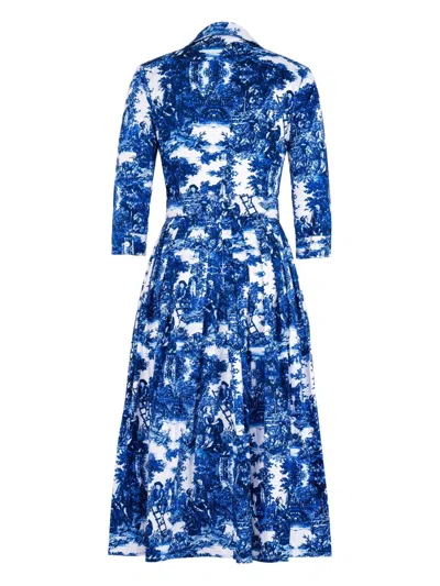 Samantha Sung Audrey Pleated Midi Dress In Blue