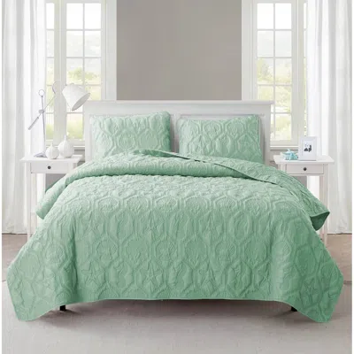 Hivvago Coastal Beach Starfish Seashell Seahorse Light Green Teal Quilt Set In Green
