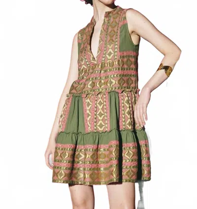 Lace Greek Isles Princess Mini Dress In Pesto