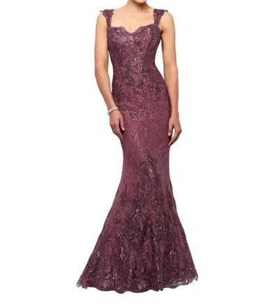 Ivonne D Embroidered Sleeveless Gown In Bronze