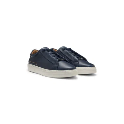 Hugo Boss Gary Leather Trainers With Suede Backtab