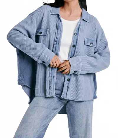 Dear John Denim Foster Buttoned Thermal Shirt In Elemental Blue In Blue