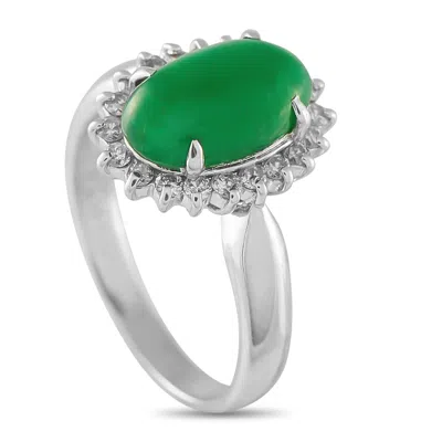 Lb Exclusive Platinum 0.30ct Diamond And Jade Ring Mf34-061625