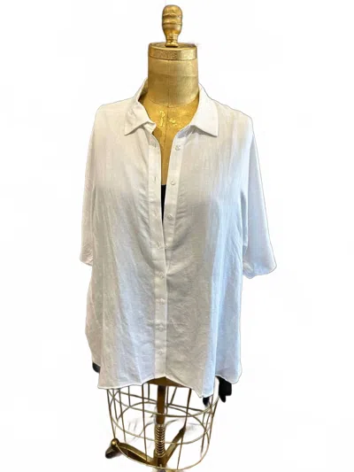 Mat Fashion Women's Short Sleeve Button Down Collar Shirt In White In White