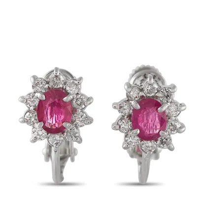 Lb Exclusive 14k White Gold 0.30ct Diamond And Ruby Earrings Mf35-061625