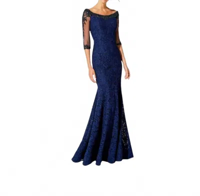 Ivonne D Lace Mermaid Gown In Dark Mink
