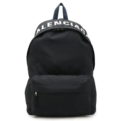 Pre-owned Balenciaga Black Navy White Nylon Canvas Backpack ()