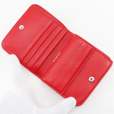 Pre-owned Balenciaga Red Color Leather Wallet (bi-fold) ()