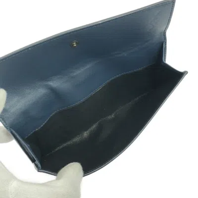 Pre-owned Bottega Veneta Navy Intrecciato Long Wallet (bi-fold) ()