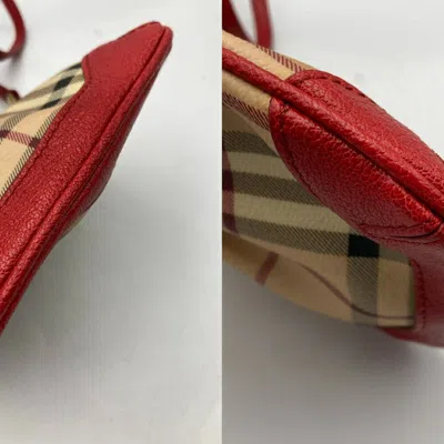 Pre-owned Burberry Beige Red Color Pvc Leather Shoulder Bag ()