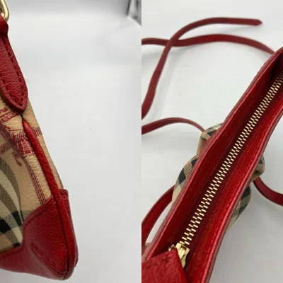 Pre-owned Burberry Beige Red Color Pvc Leather Shoulder Bag ()