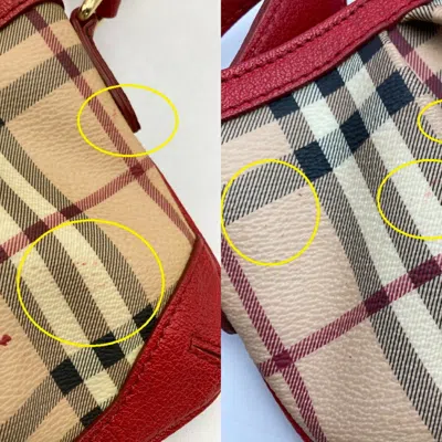 Pre-owned Burberry Beige Red Color Pvc Leather Shoulder Bag ()