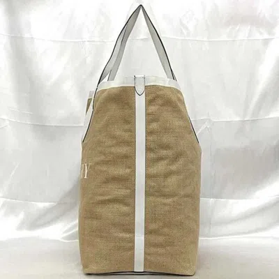 Pre-owned Burberry Beige White Raffia Leather Tote Bag ()
