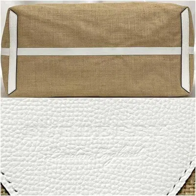 Pre-owned Burberry Beige White Raffia Leather Tote Bag ()