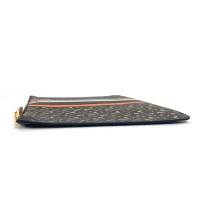 Pre-owned Burberry Brown Orange Leather Clutch Bag Pouch ()