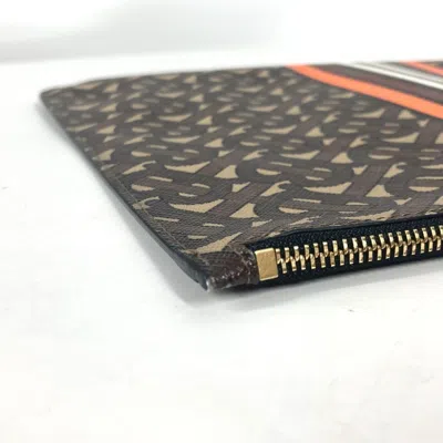 Pre-owned Burberry Brown Orange Leather Clutch Bag Pouch ()