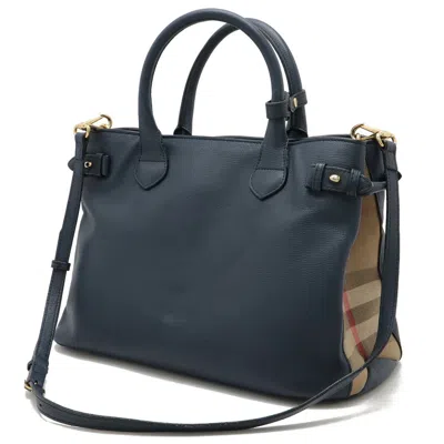 Pre-owned Burberry Navy Leather Shoulder Bag Tote Bag ()