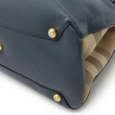 Pre-owned Burberry Navy Leather Shoulder Bag Tote Bag ()