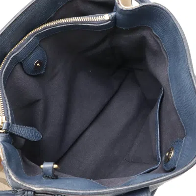 Pre-owned Burberry Navy Leather Shoulder Bag Tote Bag ()