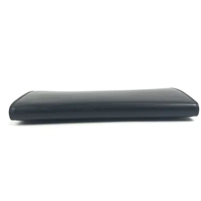 Pre-owned Cartier Black Leather Long Wallet (bi-fold) ()