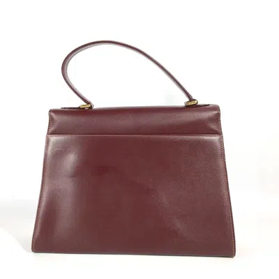Pre-owned Cartier Bordeaux Leather Handbag Shoulder Bag ()