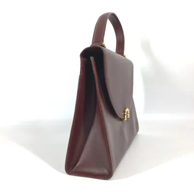 Pre-owned Cartier Bordeaux Leather Handbag Shoulder Bag ()