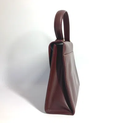 Pre-owned Cartier Bordeaux Leather Handbag Shoulder Bag ()
