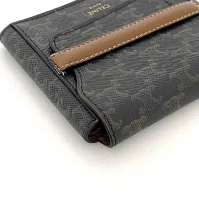 Pre-owned Celine Black Brown Pvc Leather Wallet (bi-fold) () In Multi