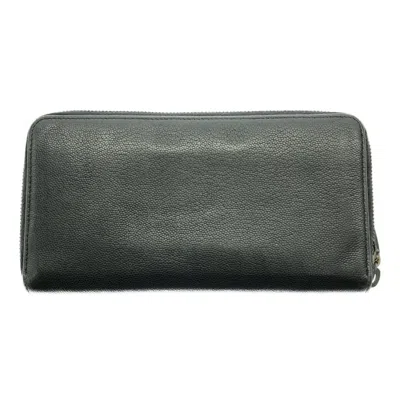 Pre-owned Chanel Black Grained Calfskin Long Wallet (bi-fold) ()