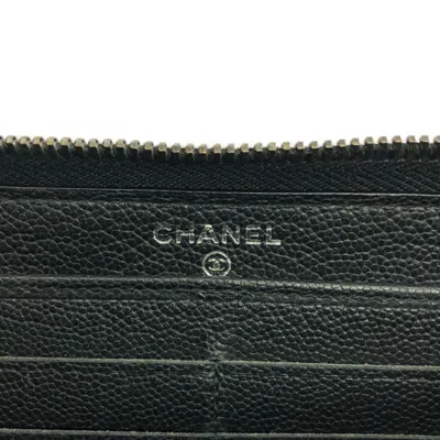 Pre-owned Chanel Black Grained Calfskin Long Wallet (bi-fold) ()